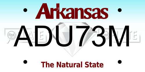 ADU73M Arkansas License Plate