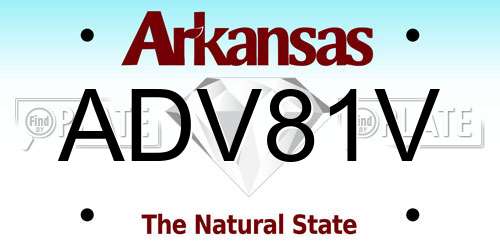 ADV81V Arkansas License Plate