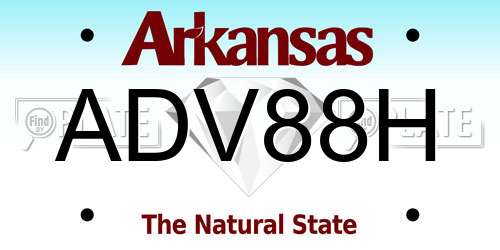 ADV88H Arkansas License Plate