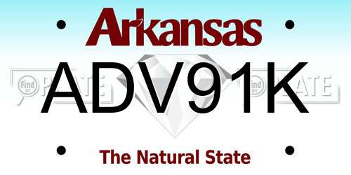 ADV91K Arkansas License Plate