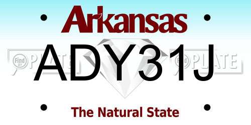 ADY31J Arkansas License Plate