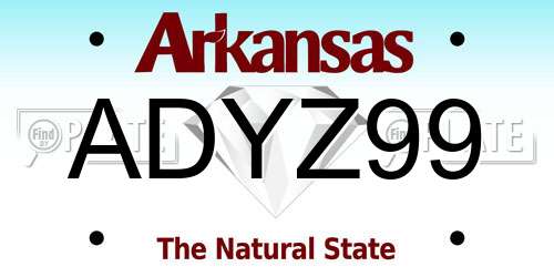 ADYZ99 Arkansas License Plate