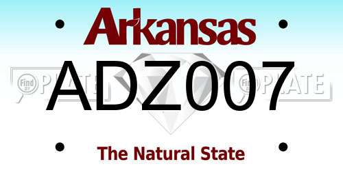 ADZ007 Arkansas License Plate