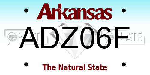ADZ06F Arkansas License Plate
