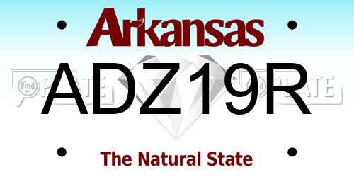 ADZ19R Arkansas License Plate
