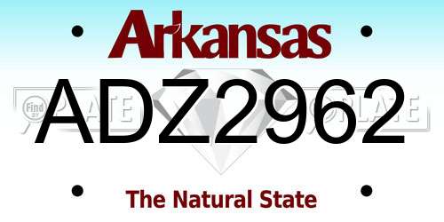 ADZ2962 Arkansas License Plate