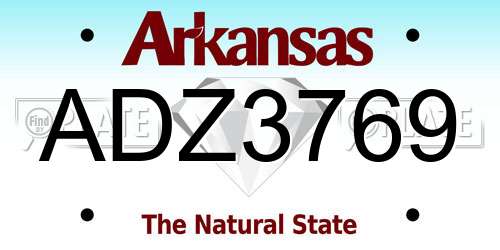 ADZ3769 Arkansas License Plate