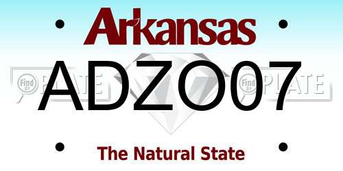 ADZO07 Arkansas License Plate