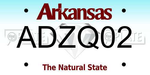 ADZQ02 Arkansas License Plate