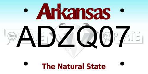 ADZQ07 Arkansas License Plate
