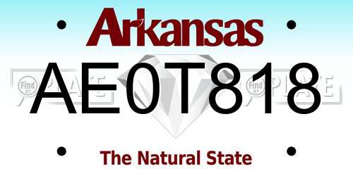 AE0T818 Arkansas License Plate