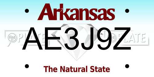 AE3J9Z Arkansas License Plate