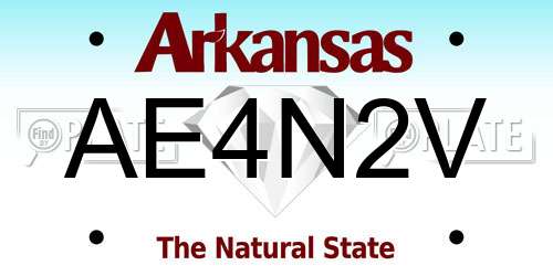 AE4N2V Arkansas License Plate