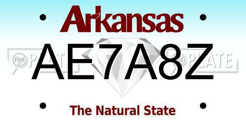 AE7A8Z Arkansas License Plate