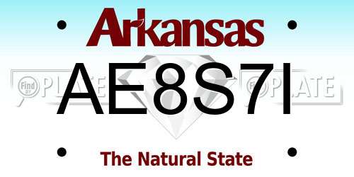 AE8S7I Arkansas License Plate