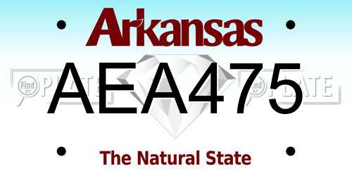 AEA475 Arkansas License Plate