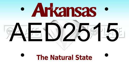 AED2515 Arkansas License Plate
