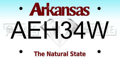 AEH34W Arkansas License Plate