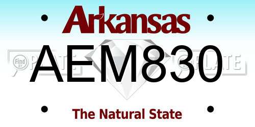 AEM830 Arkansas License Plate