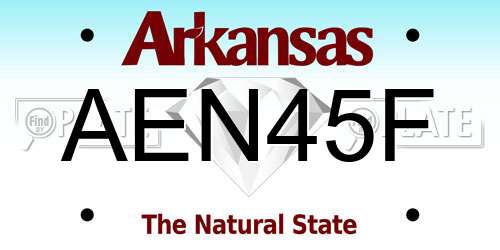 AEN45F Arkansas License Plate