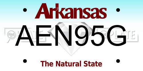 AEN95G Arkansas License Plate