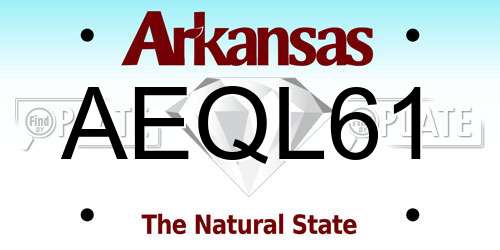 AEQL61 Arkansas License Plate