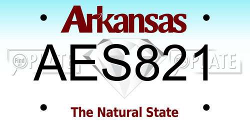 AES821 Arkansas License Plate