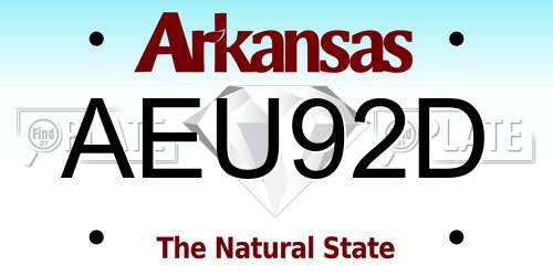 AEU92D Arkansas License Plate