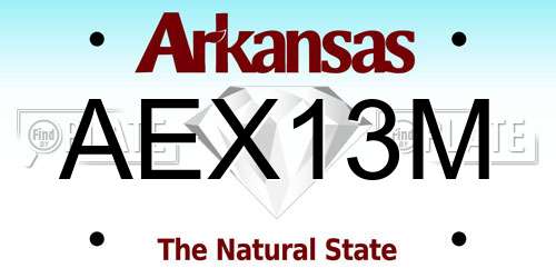 AEX13M Arkansas License Plate