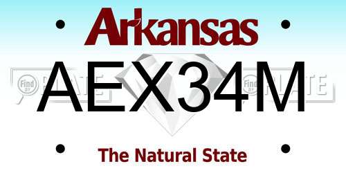 AEX34M Arkansas License Plate