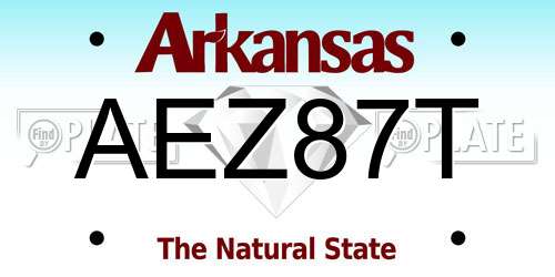 AEZ87T Arkansas License Plate
