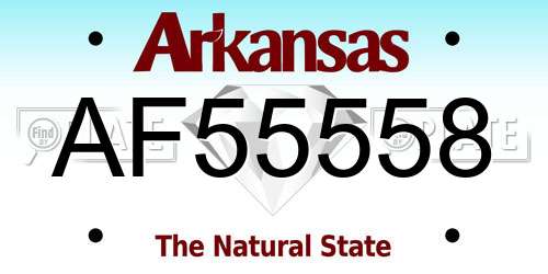 AF55558 Arkansas License Plate