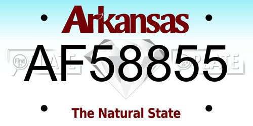 AF58855 Arkansas License Plate