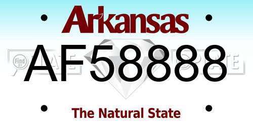 AF58888 Arkansas License Plate
