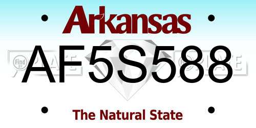AF5S588 Arkansas License Plate