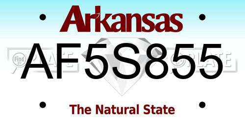 AF5S855 Arkansas License Plate