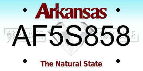 AF5S858 Arkansas License Plate