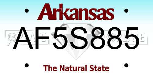 AF5S885 Arkansas License Plate