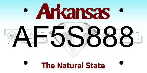 AF5S888 Arkansas License Plate