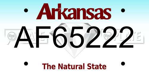 AF65222 Arkansas License Plate