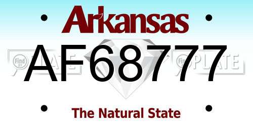 AF68777 Arkansas License Plate