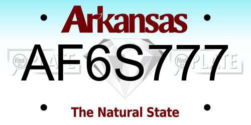 AF6S777 Arkansas License Plate