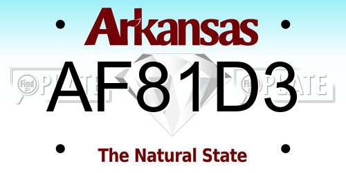 AF81D3 Arkansas License Plate