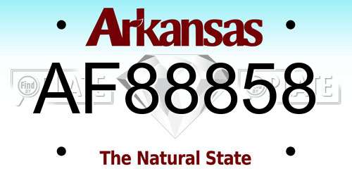 AF88858 Arkansas License Plate