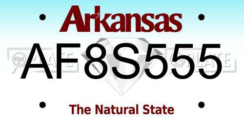AF8S555 Arkansas License Plate