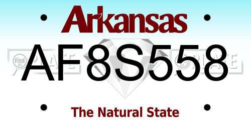 AF8S558 Arkansas License Plate