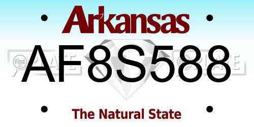 AF8S588 Arkansas License Plate