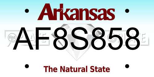 AF8S858 Arkansas License Plate
