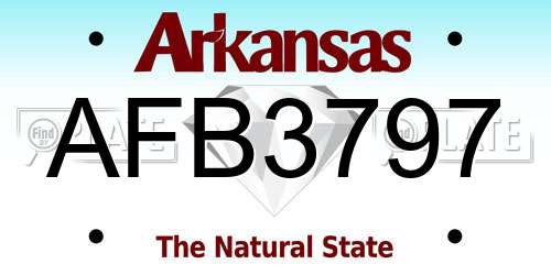 AFB3797 Arkansas License Plate