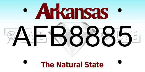 AFB8885 Arkansas License Plate